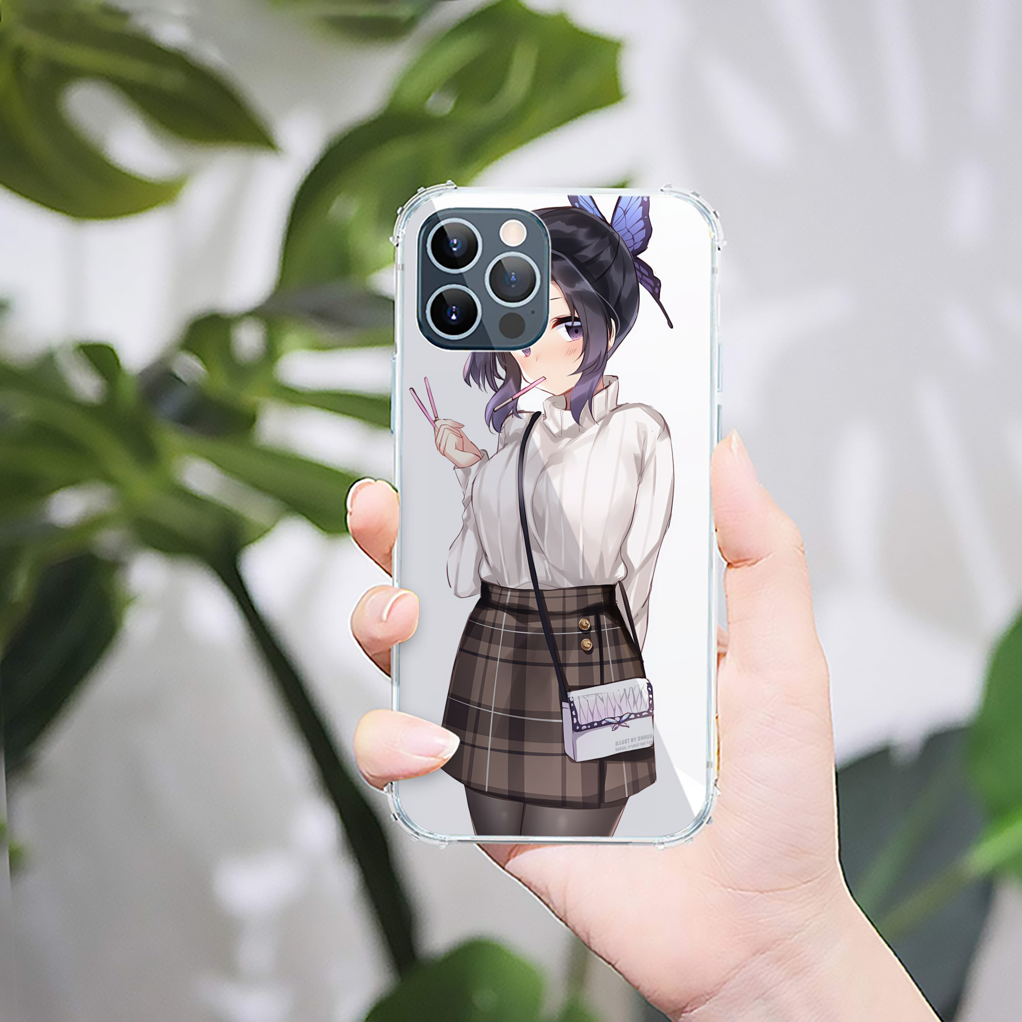 （画像用） 鬼滅の刃（きめつのやいば）蟲柱-胡蝶 しのぶ／こちょう しのぶ Kochou Shinobu 【iPhone 12シリーズ対応】透明スマホケース（クリアソフトケース）